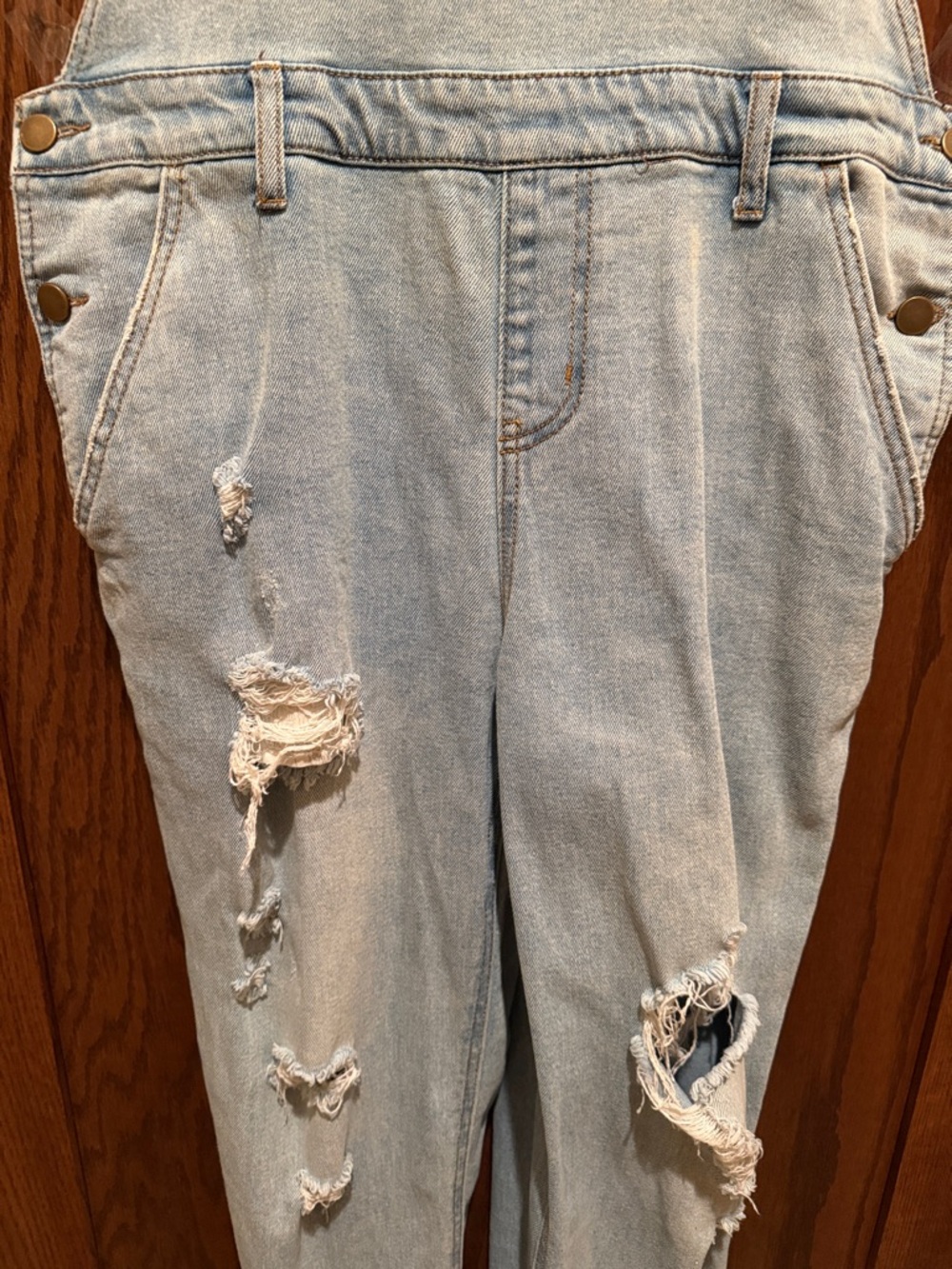 wild fable Light Blue Denim Overalls with Contrast Stitching - Picture 4 of 6